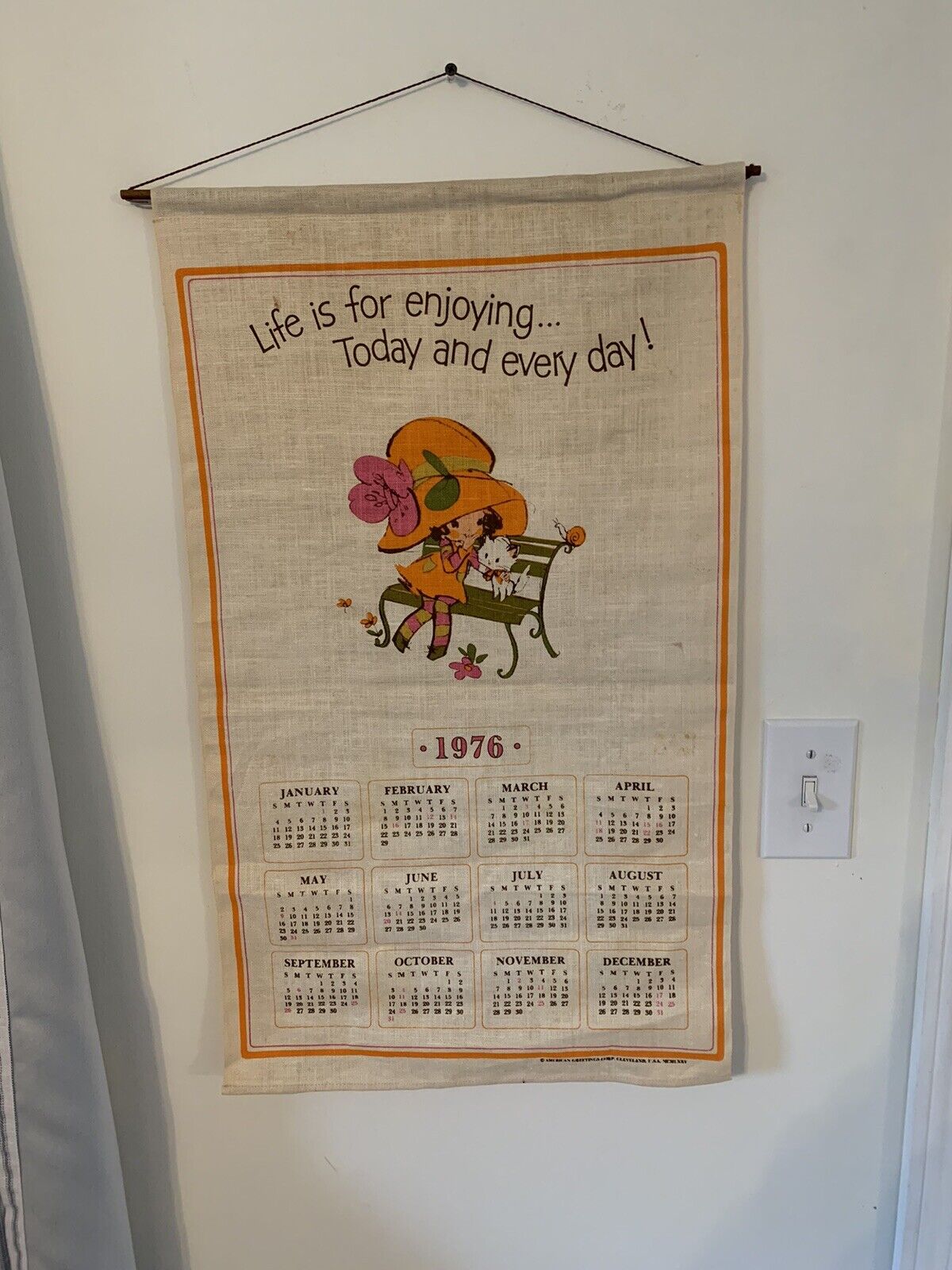 Vintage 1976 Holly Hobby Hanging Calendar