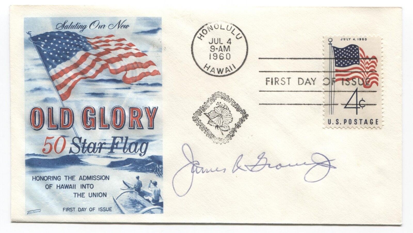 James R. Grover Jr. Signed FDC First Day Cover Autographed Vintage Signature