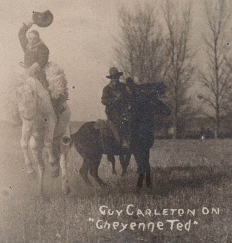 3R Photograph 1910-20s Cowboys Guy Carleton Bucking Bronco Cheyenne Ted Horses