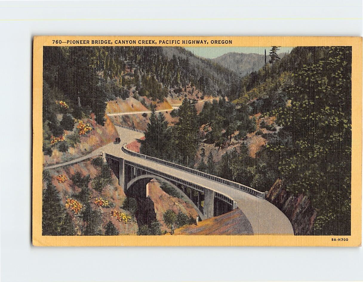 Postcard Pioneer Bridge Canyon Creek in Southern Oregon USA