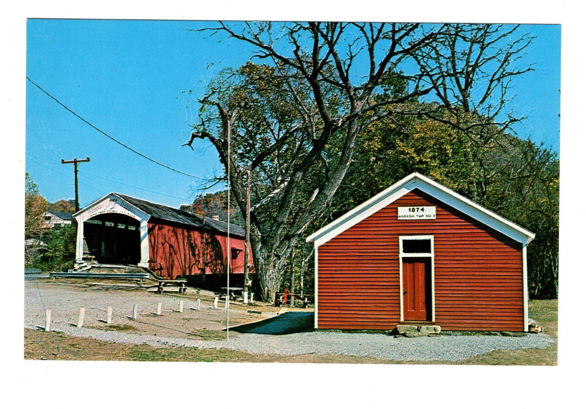 Vintage Parke County Indiana Mecca Covered Bridge Unposted Postcard #359