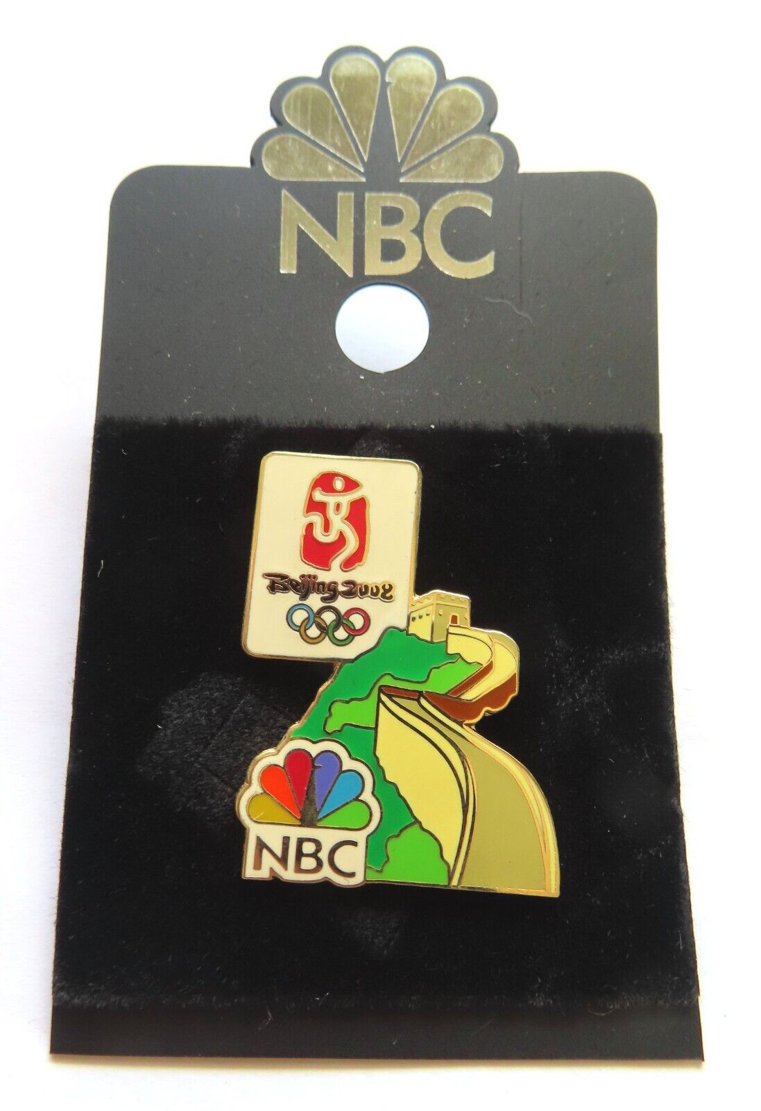 2008 Beijing Olympics pin: Great Wall of China with Olympic and NBC logos