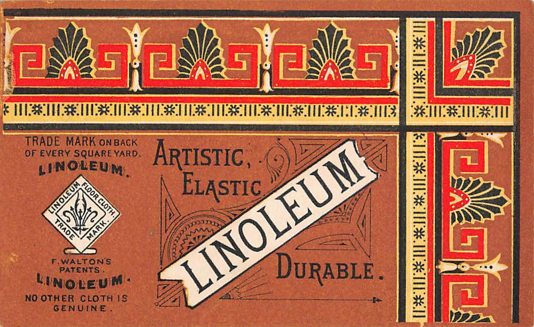 ARTISTIC LINOLEUM TRADE CARD ~ WONDERFUL DESIGN ~ PHILADELPHIA COMPANY 1880s