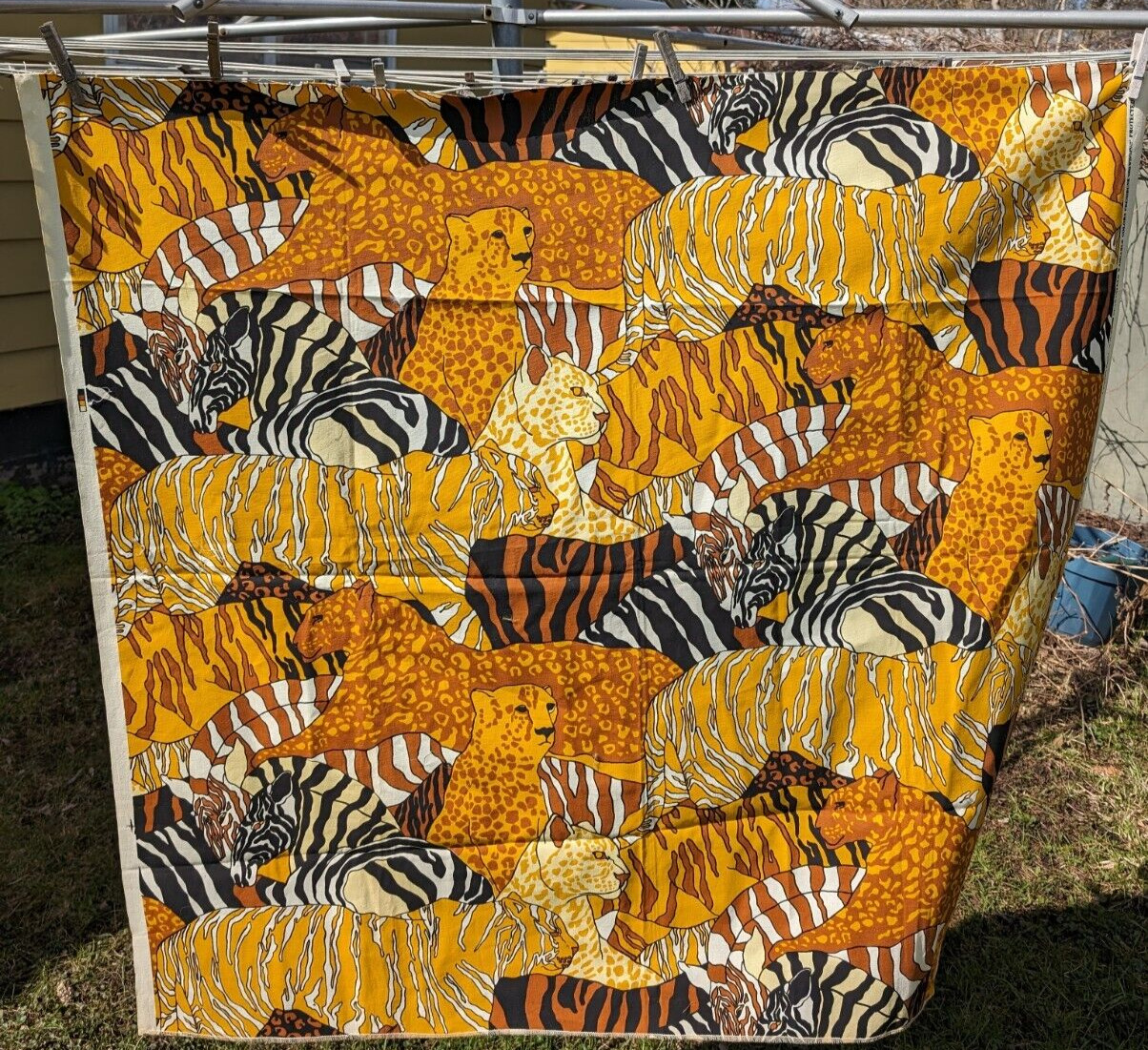 Vintage Safari Animal Print Fabric Measures 44 X 49