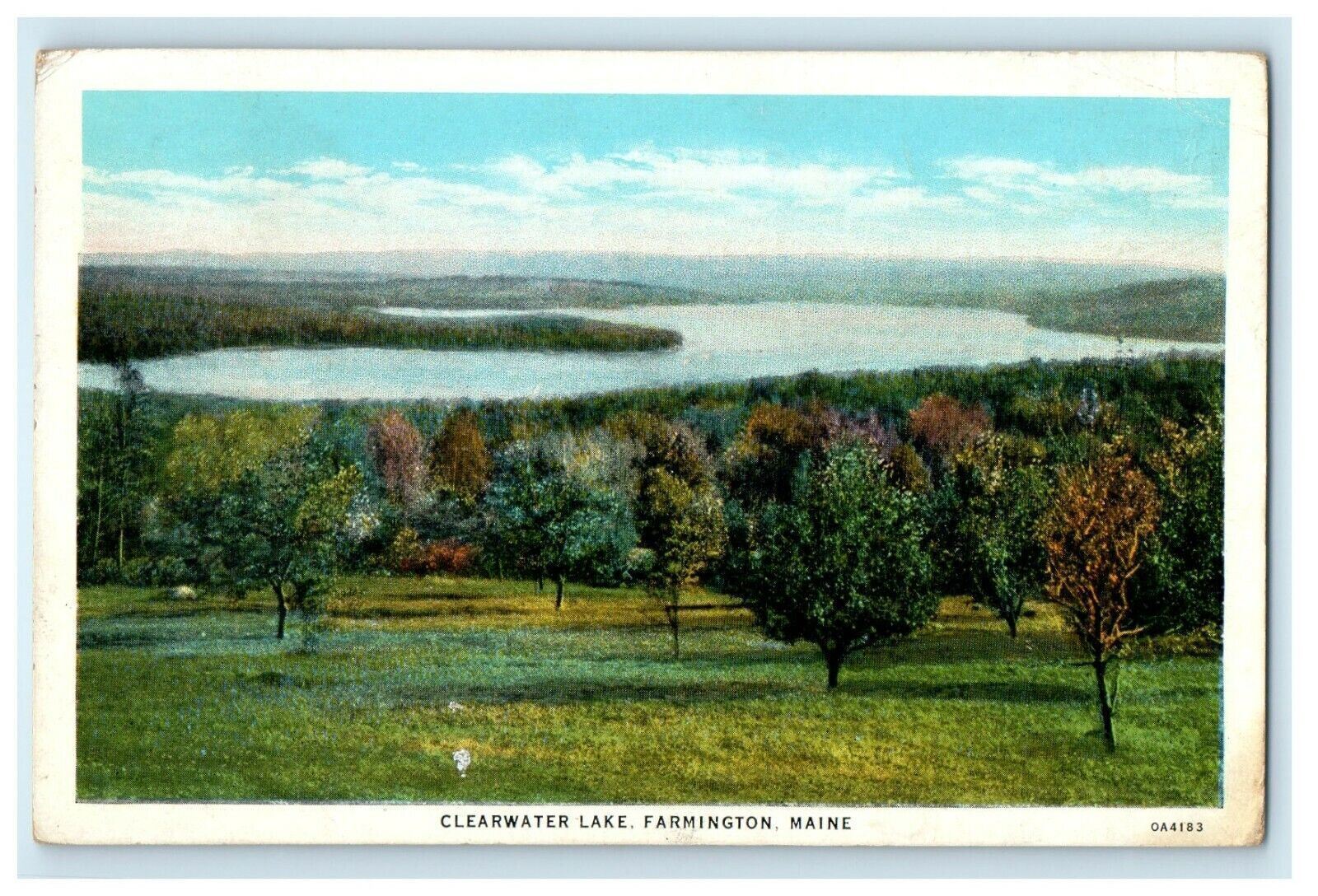 c1920's Bird's Eye View Of Clearwater Lake Farmington Maine ME Antique Postcard