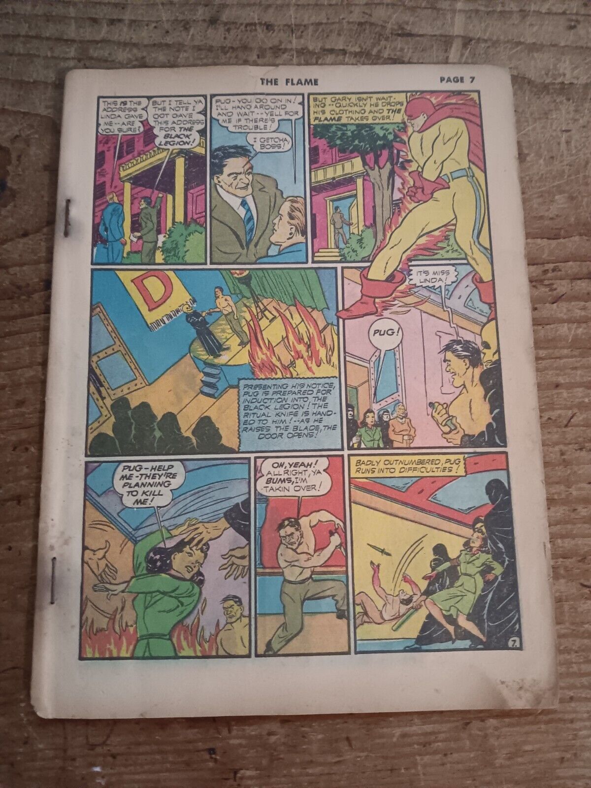 The Flame #7 Oct 1941 Fox Golden Age Comic Book Coverless/Incomplete