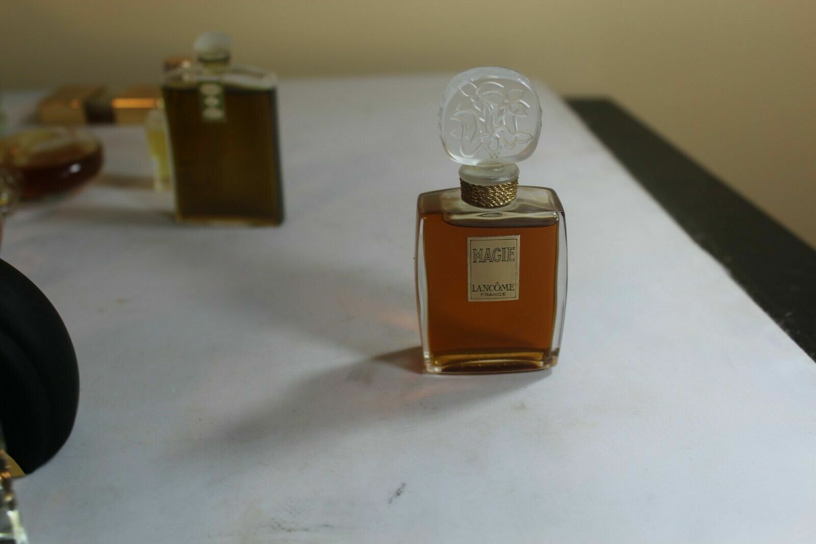 Vtg Magie Lancome 1950\'s Etched Stopper Perfume Bottle pristine condition 1oz
