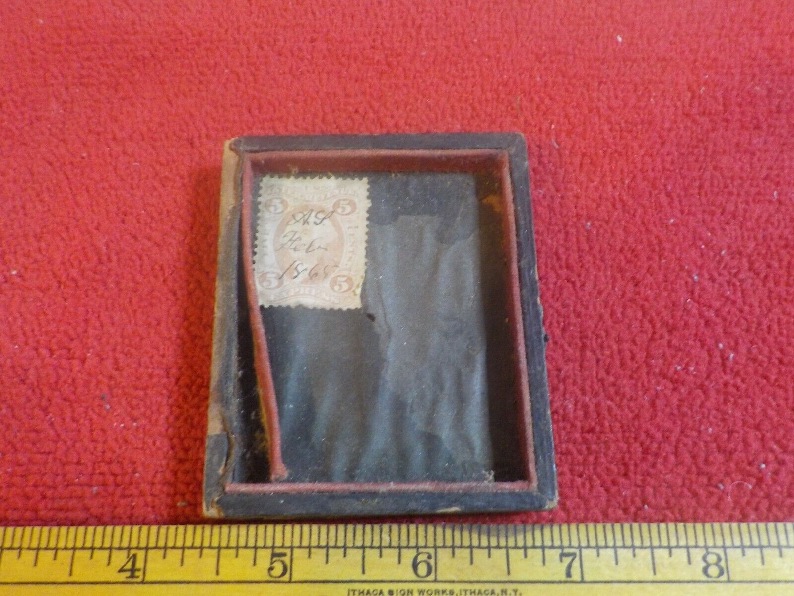 Vintage 1865 Civil War TAX STAMP affixed to Gutta Percha Cover