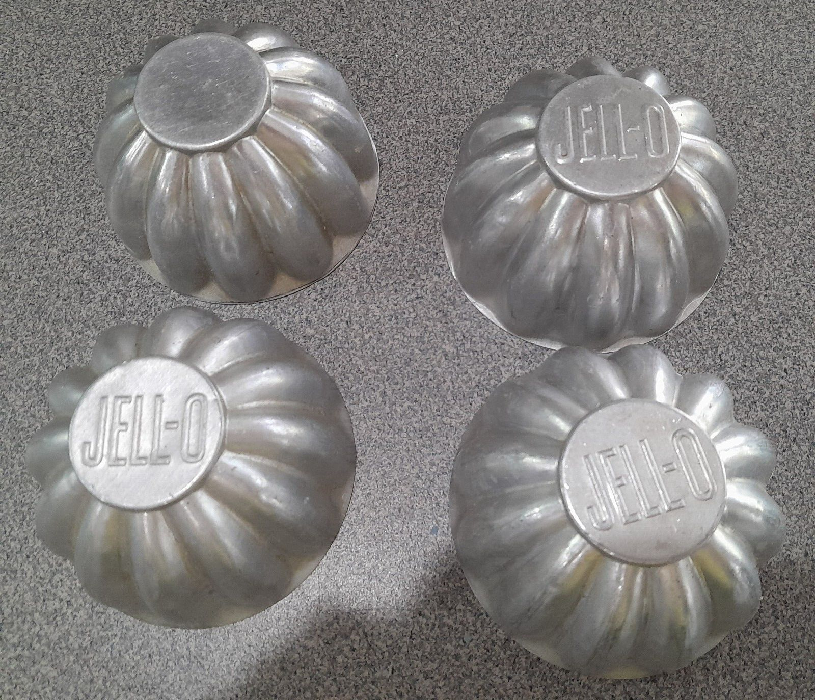 Set Of 4 Vintage 70’s Aluminum JELL-O Individual Fluted Jello Molds 