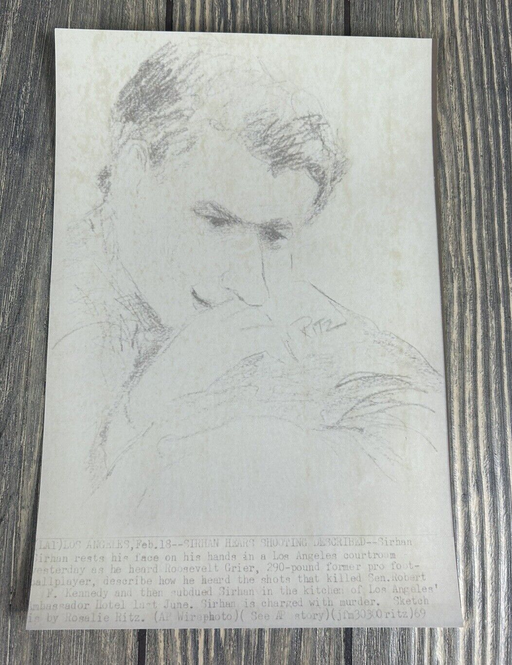Vt Sketch 1969 Feb 18 Los Angeles SIRHAN Hears Shooting Described Photo Drawing 