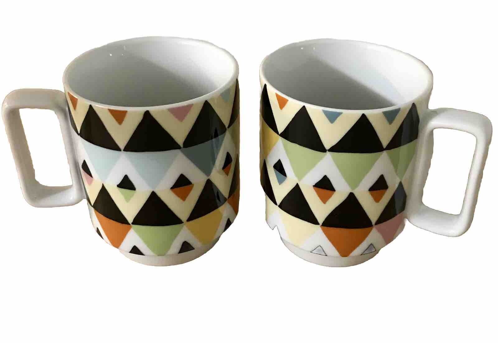 Set Of 2 Magpie Coffee Mugs Diamond Pattern Britain Design Viva Sarah Campbell