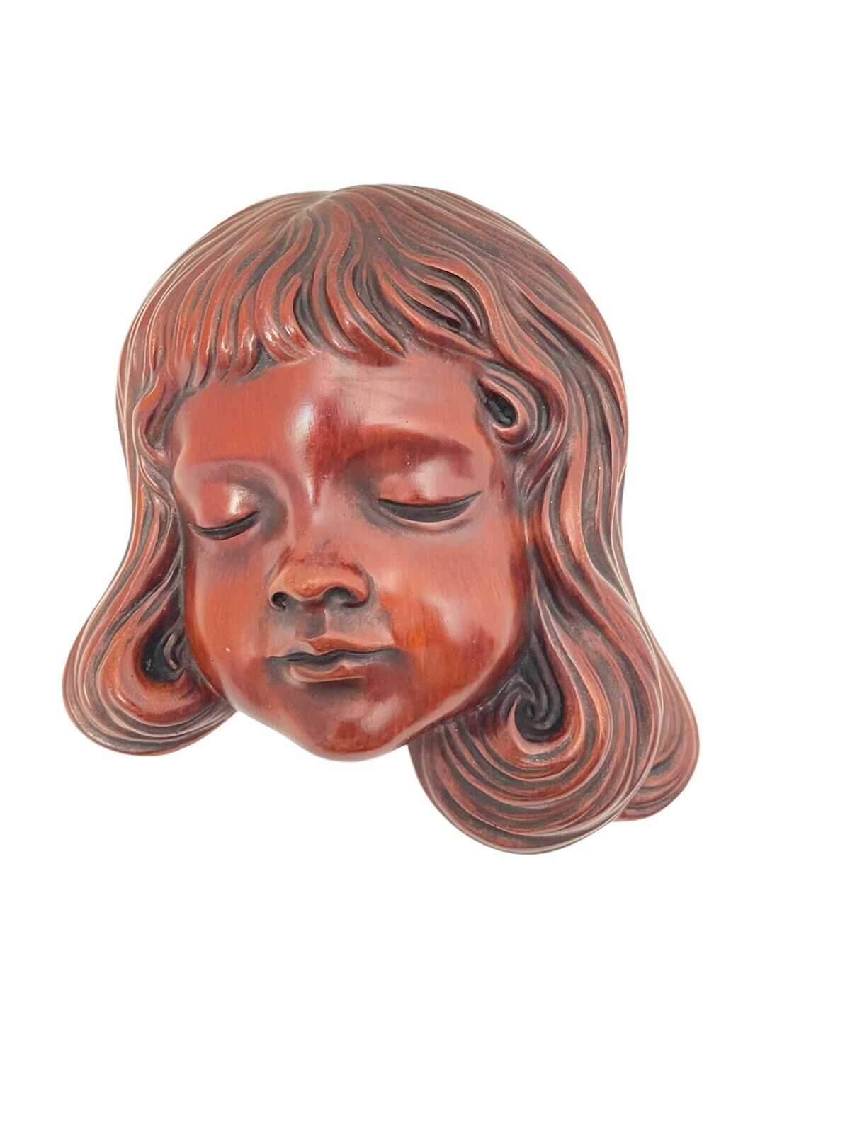 VTG MCM Child Face Ceramic Achatit Wall Art 6.5” Sculpture Germany