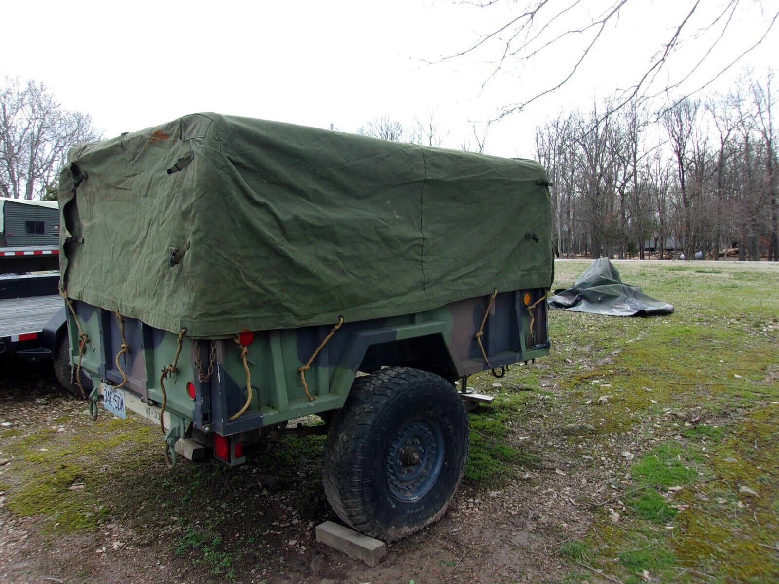 MILITARY SURPLUS  M101 REGULAR CANVAS CARGO TRAILER COVER ONLY -DAMAGED  US ARMY