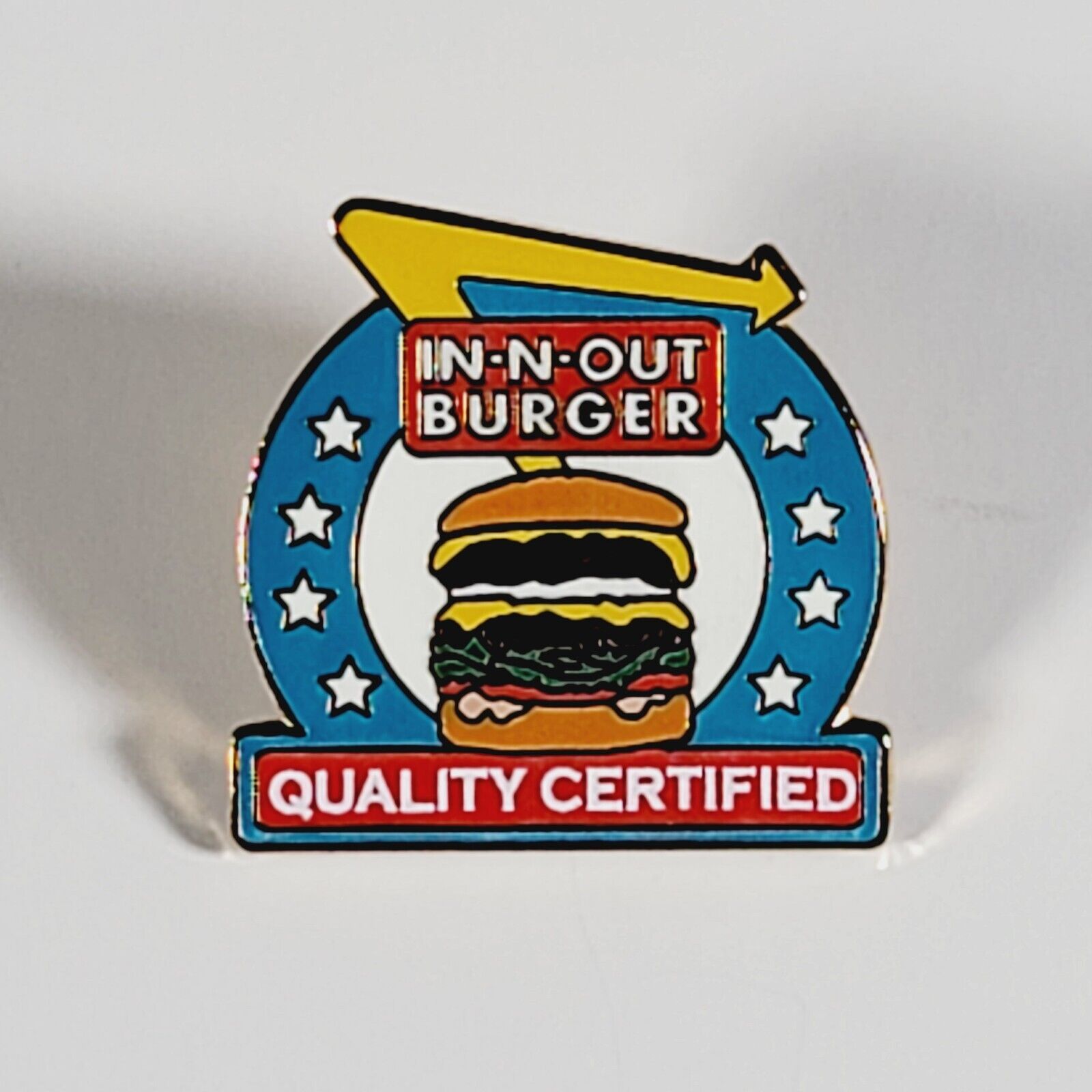 In-N-Out Quality Certified Burger Blue Enamel Advertising Lapel Pin