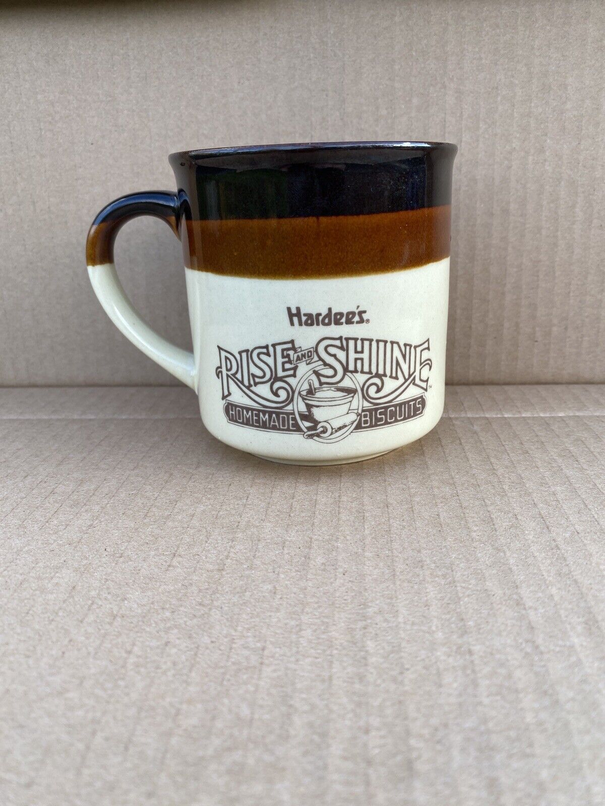 Hardee’s Vintage Coffee Cup Mug Dated 1989 Rise and Shine Homemade Biscuits