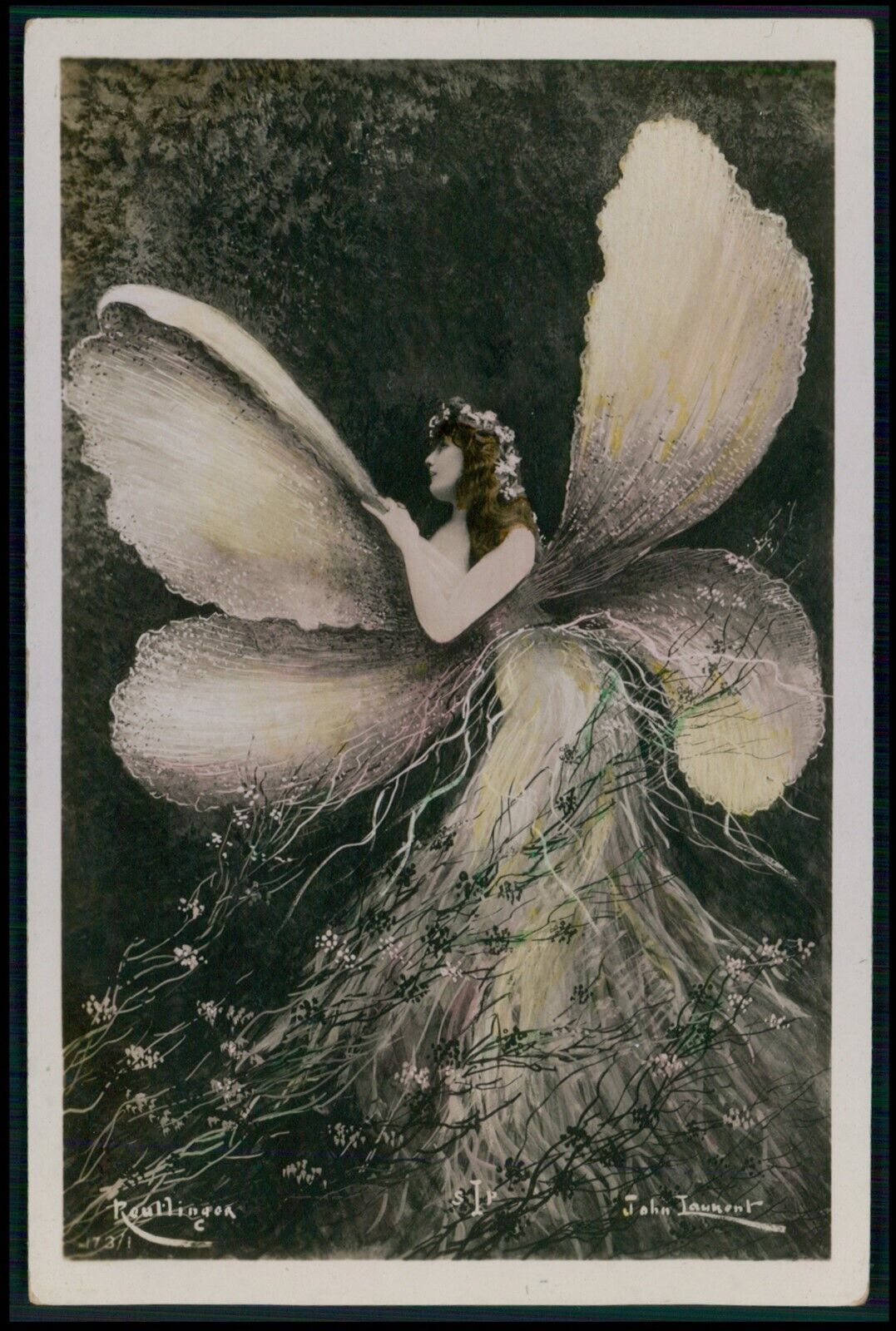 art John Laurent Photomontage Surrealist Fairy original 1900s photo postcard mm