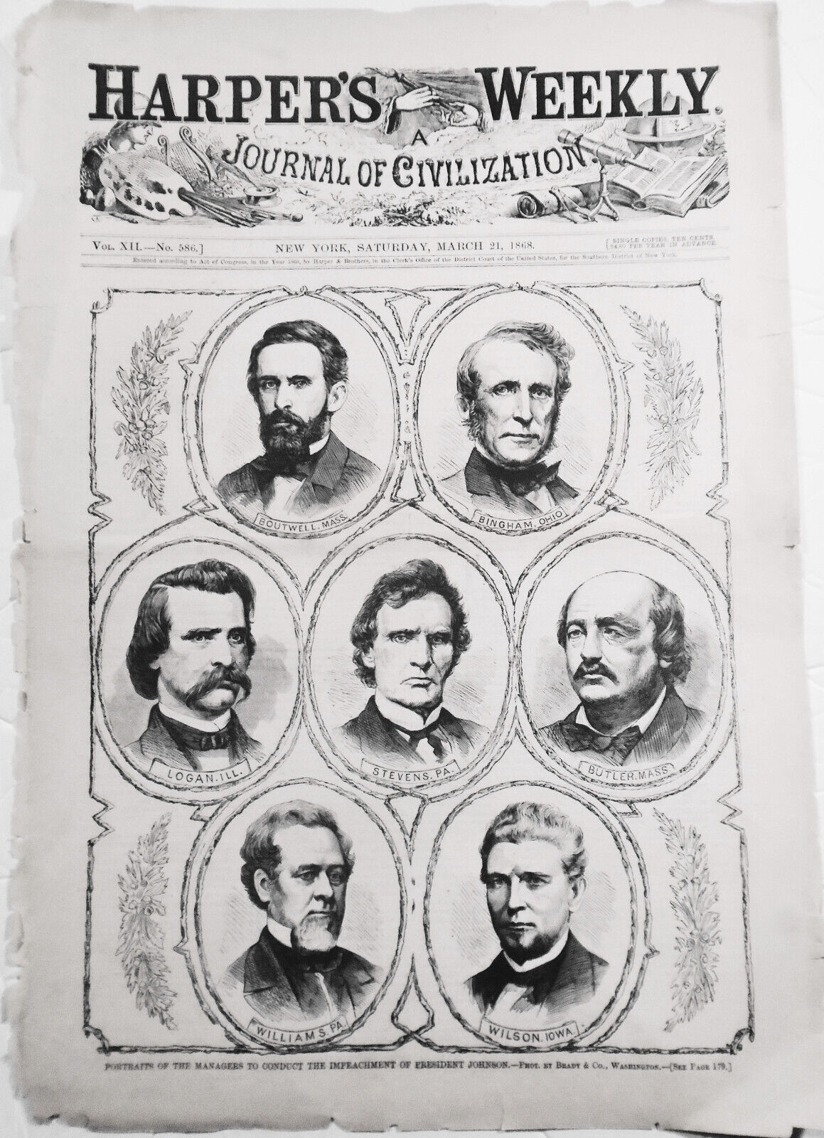 Portraits of Managers to Conduct Impeachment of President Johnson - Brady, 1868