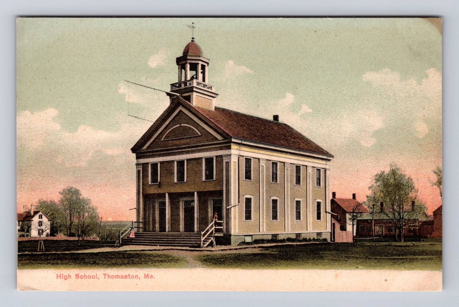 Thomaston ME-Maine, High School, Antique, Vintage Souvenir Postcard