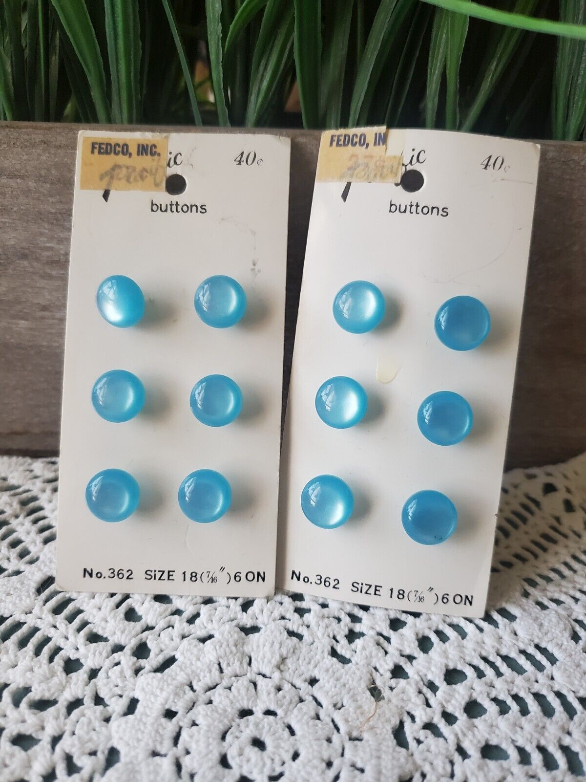 Vintage NOS 12 Aqua Blue Buttons by Pacific Button Co. Made in Japan 1mm