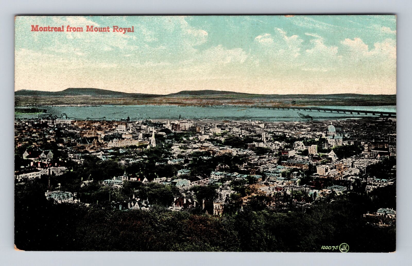 Montreal-Quebec, Birds Eye View over Montreal, Antique Vintage Souvenir Postcard