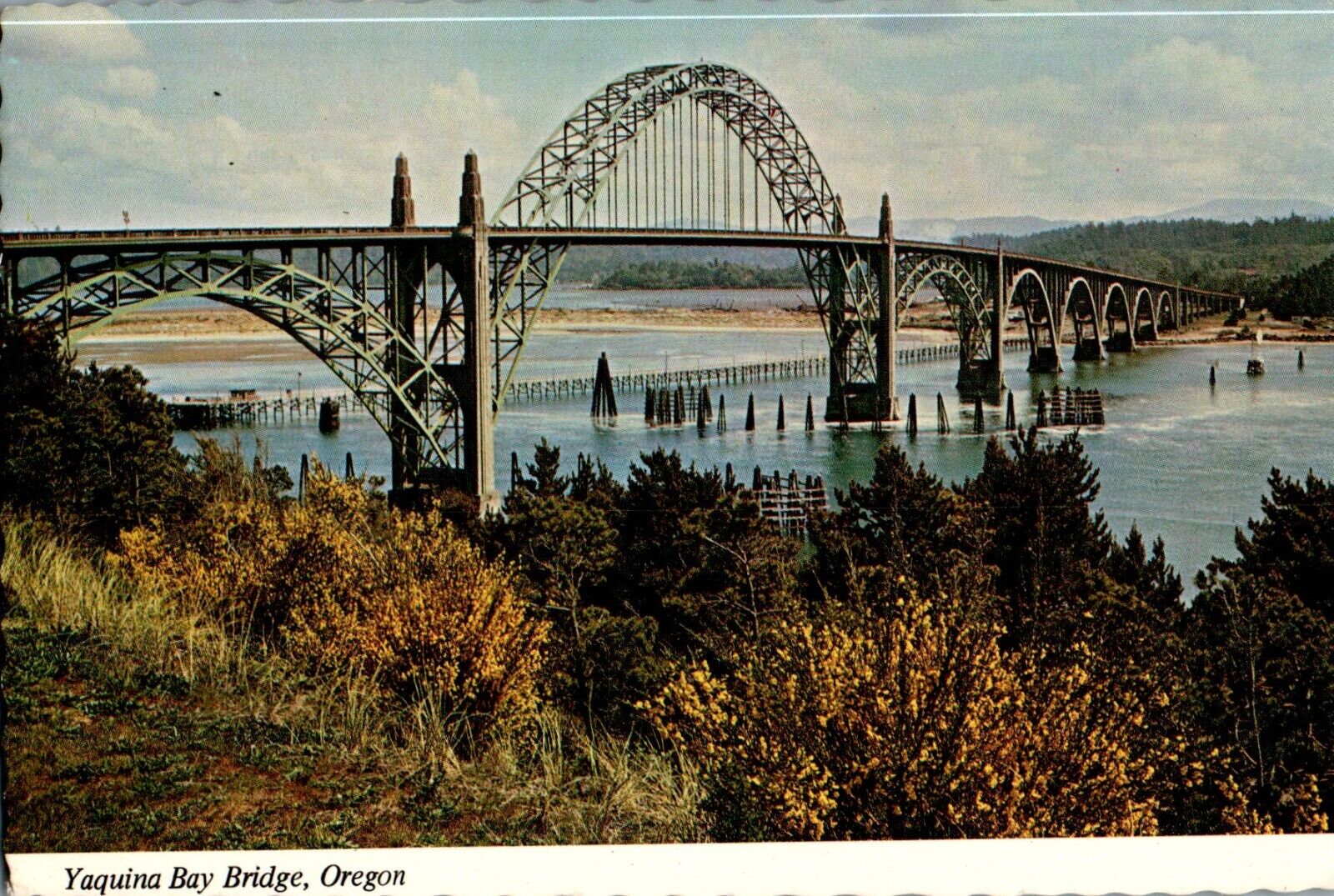 Yaquina Bay Bridge, Newport, Oregon chrome Postcard