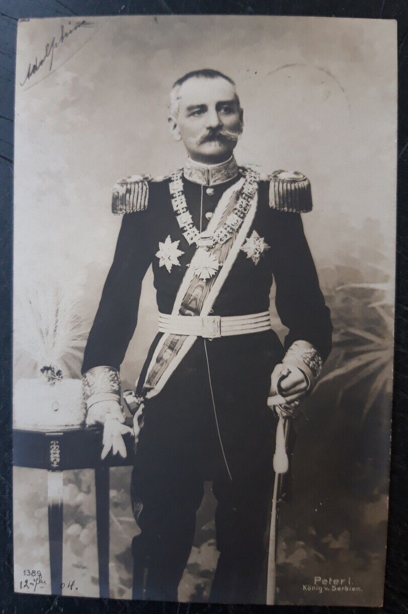 1900s royalty Balkan Serbia king Peter I photo postcard