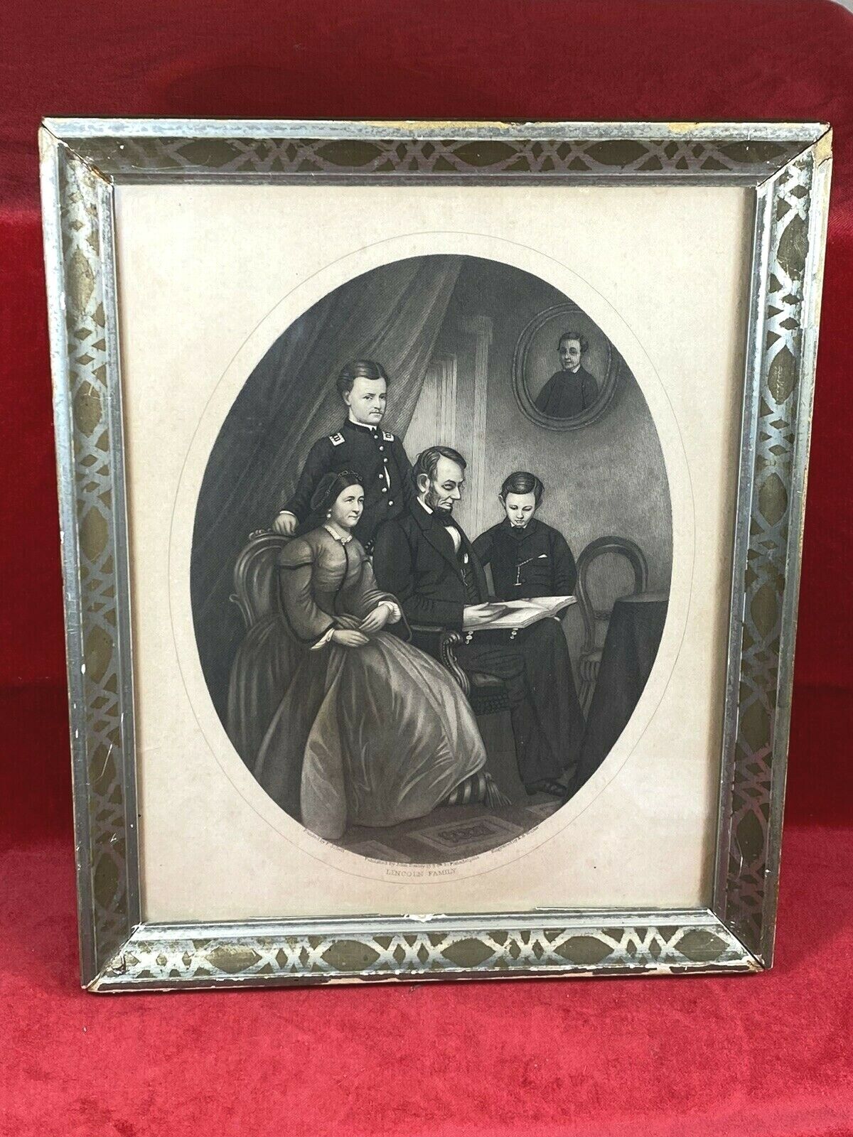 C.1868 LINCOLN FAMILY Steel Plate Engraving, A.B. Walter ~ John Dainty Publisher