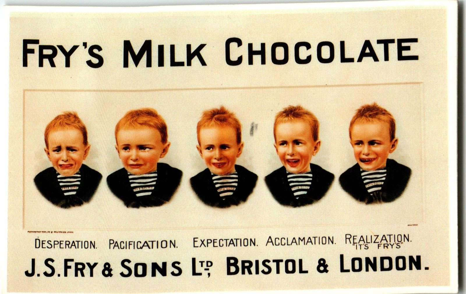 Fry\'s Milk Chocolate JS Fry & Son\'s Bristol & London Art Card Postcard NOS