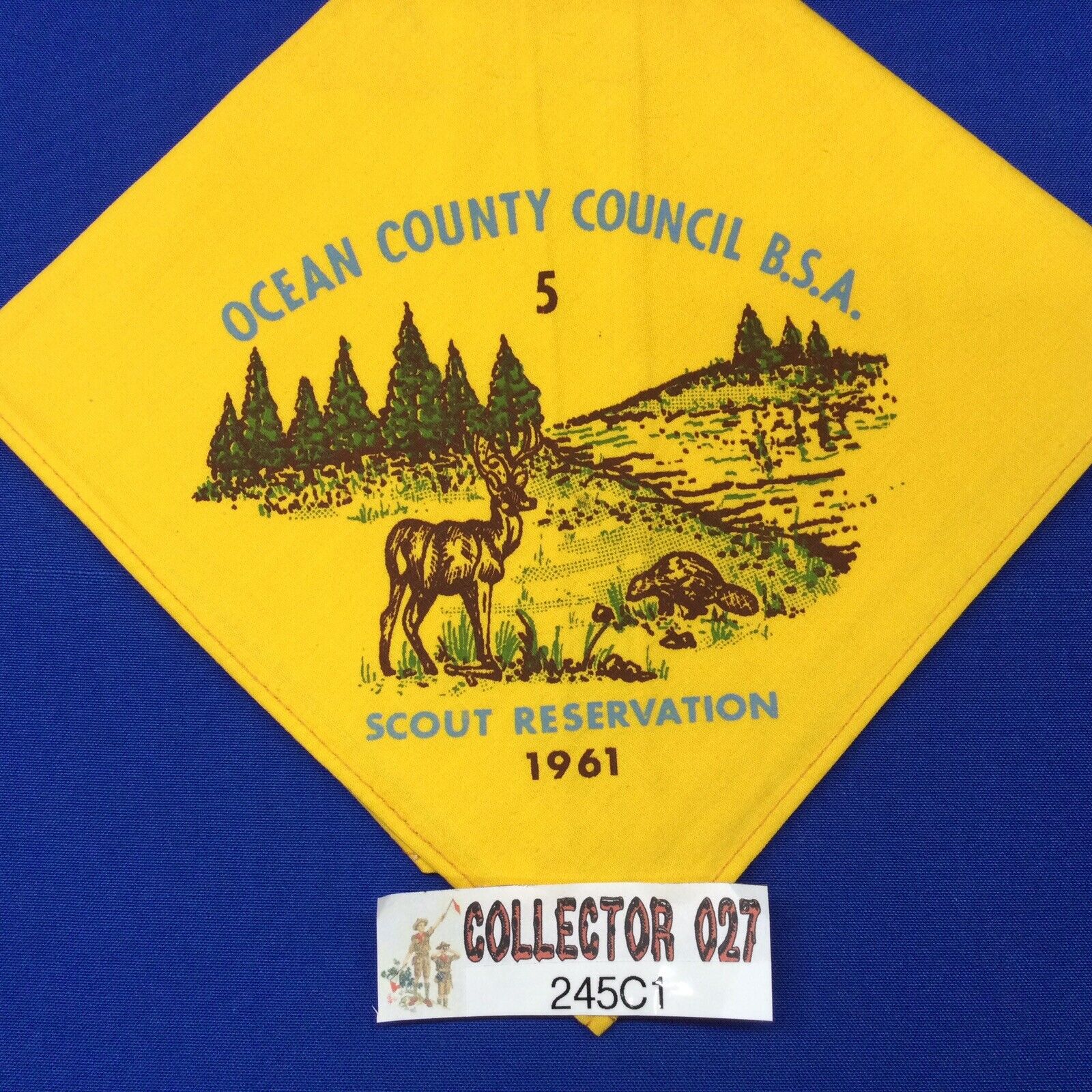 Boy Scout 1961 Ocean County Council Scout Reservation NJ 5 Neckerchief 245C1