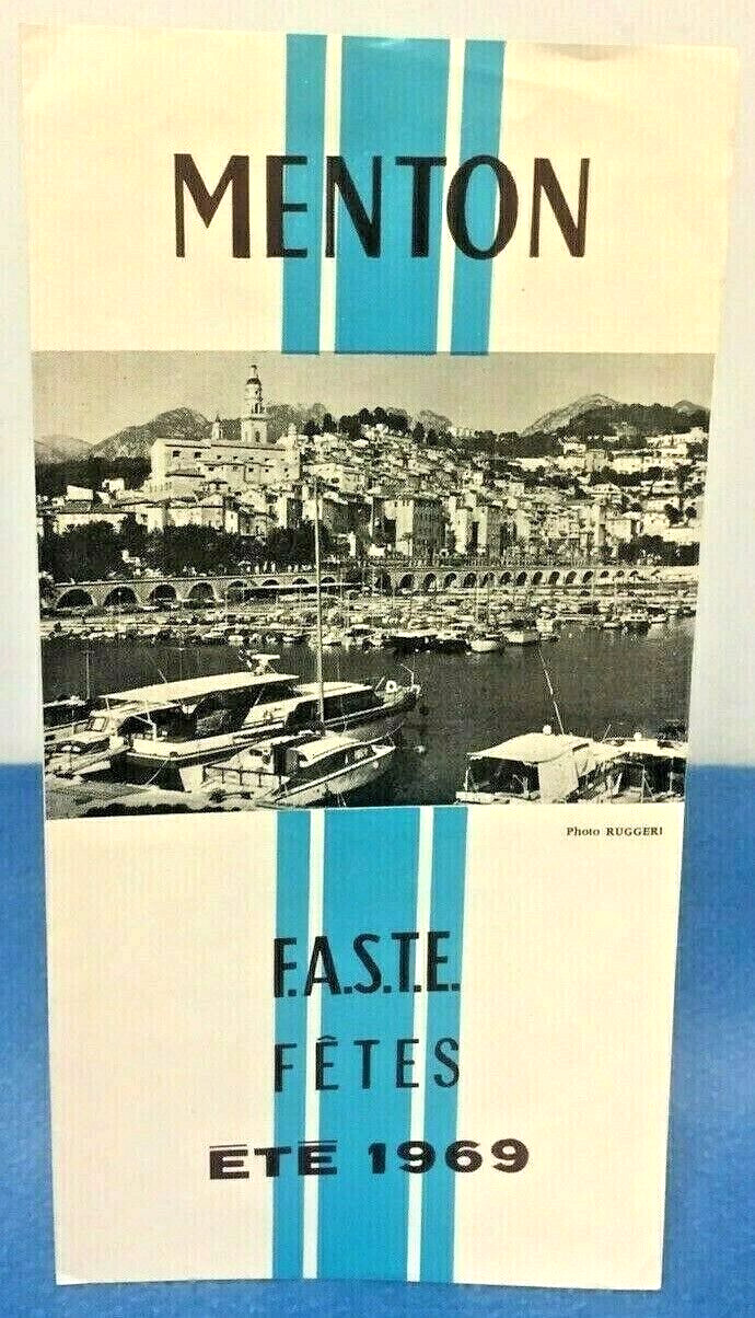 Vintage Menton France Travel Brochure Summer Holiday Guide Leaflet 1969