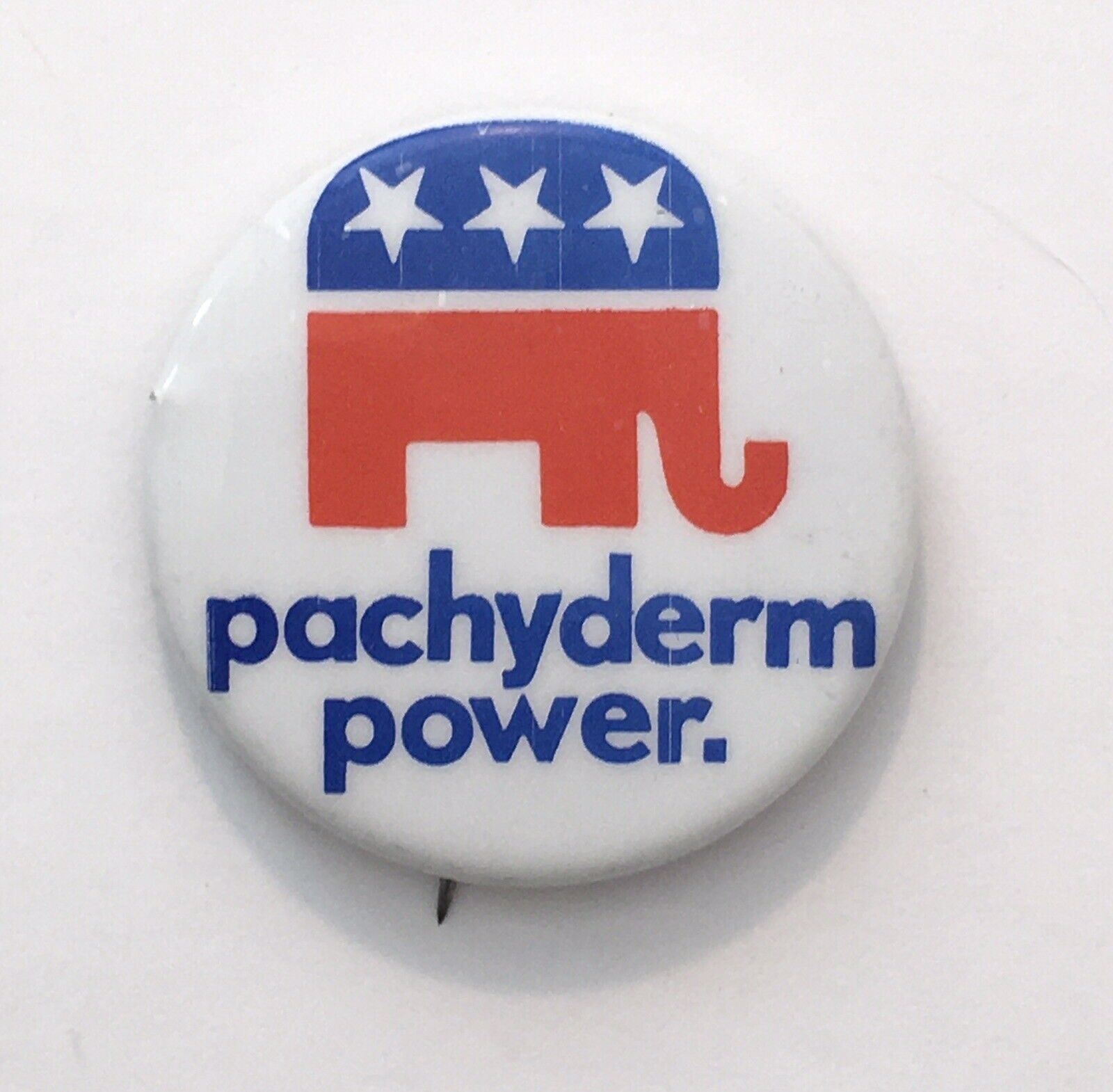 Vintage PACHYDERM POWER Republican Party GOP Elephant Motif PIN-BACK BUTTON 1.5\