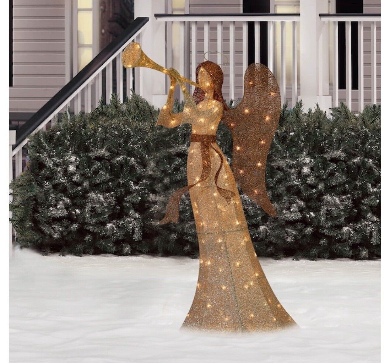 Beautiful HUGE Holiday living Angel With Trumpet 60in Clear Incandescent Lights