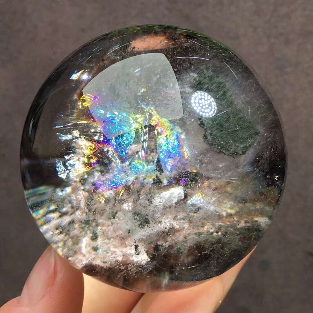 186g Top Rare Natural Green Ghost Phantom Quartz Sphere Crystal Ball Reiki Gem