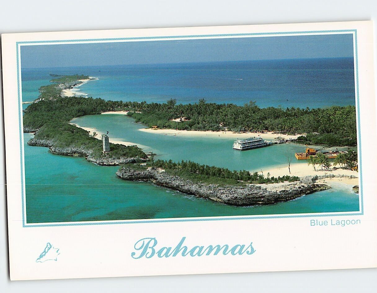 Postcard Aerial View of Blue Lagoon Island Bahamas