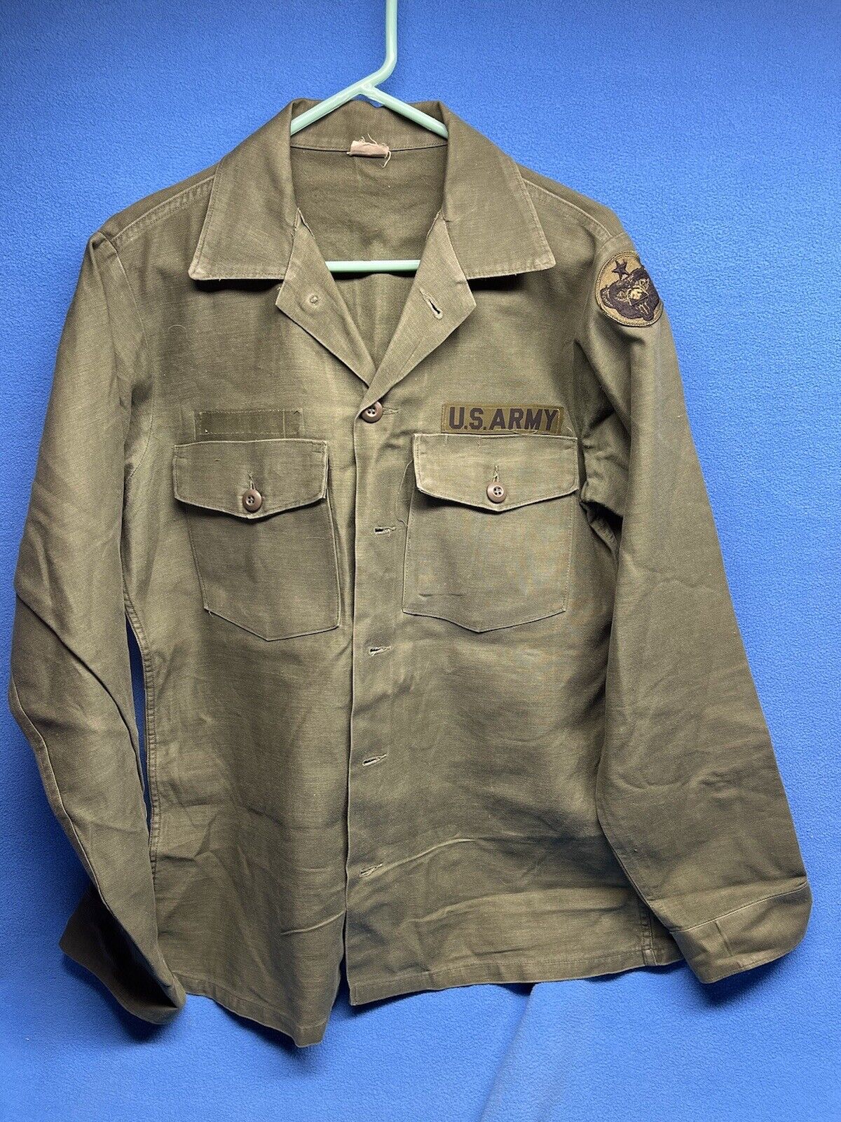 Vintage Vietnam Era United States Army Uniform Shirt Mens  Sateen OG-107