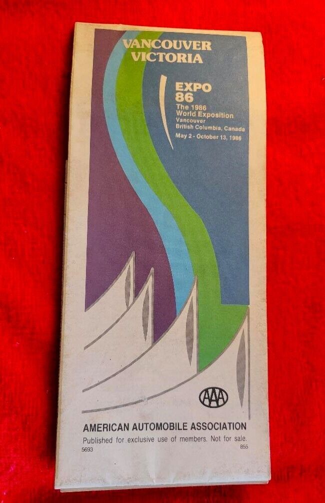 1986 VANCOUVER VICTORIA B.C. CANADA MAP with EXPO \'86 from AAA auto insurance