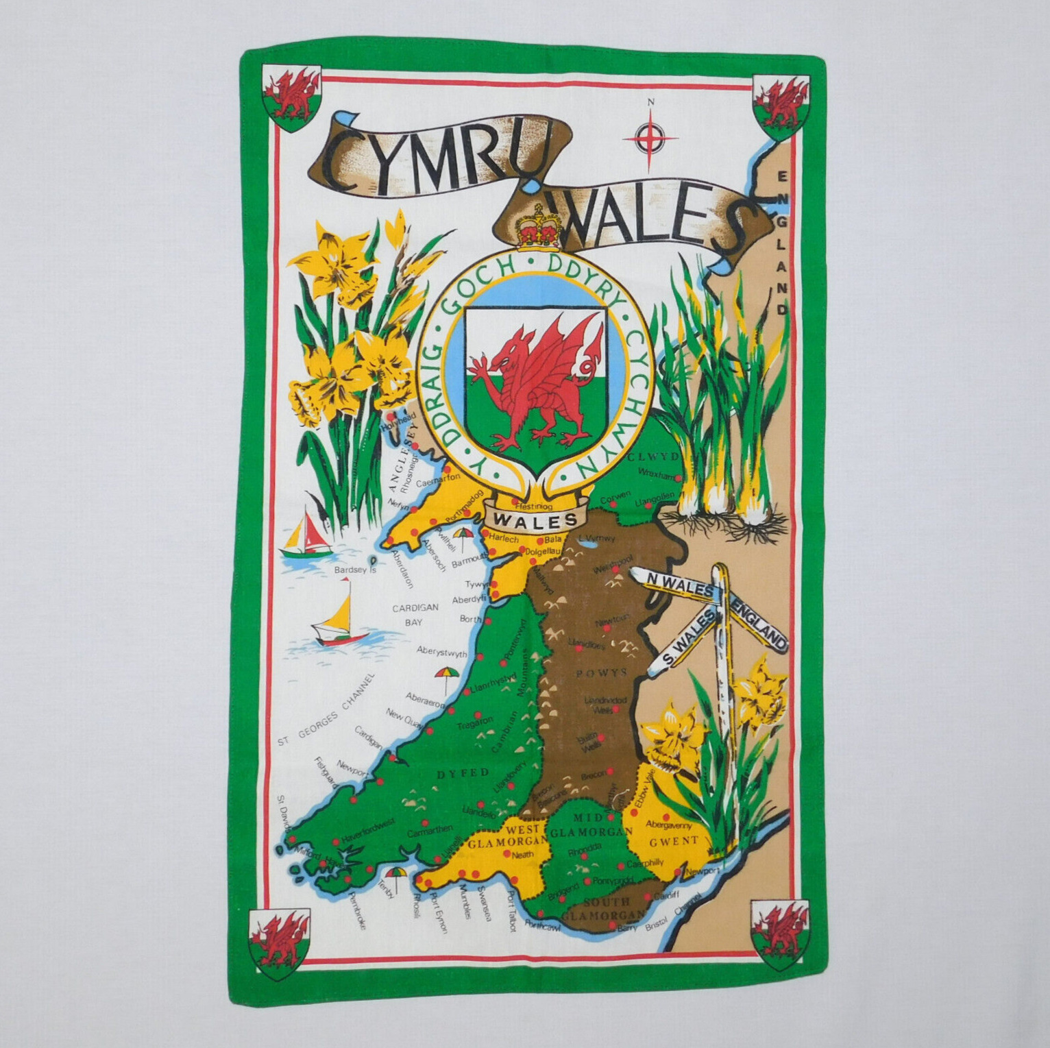 Vintage Welsh Tapestry CYMRU WALES 26 X 17 Wall Art Y DDRAIG GOCH DDYRY CYCHWYN