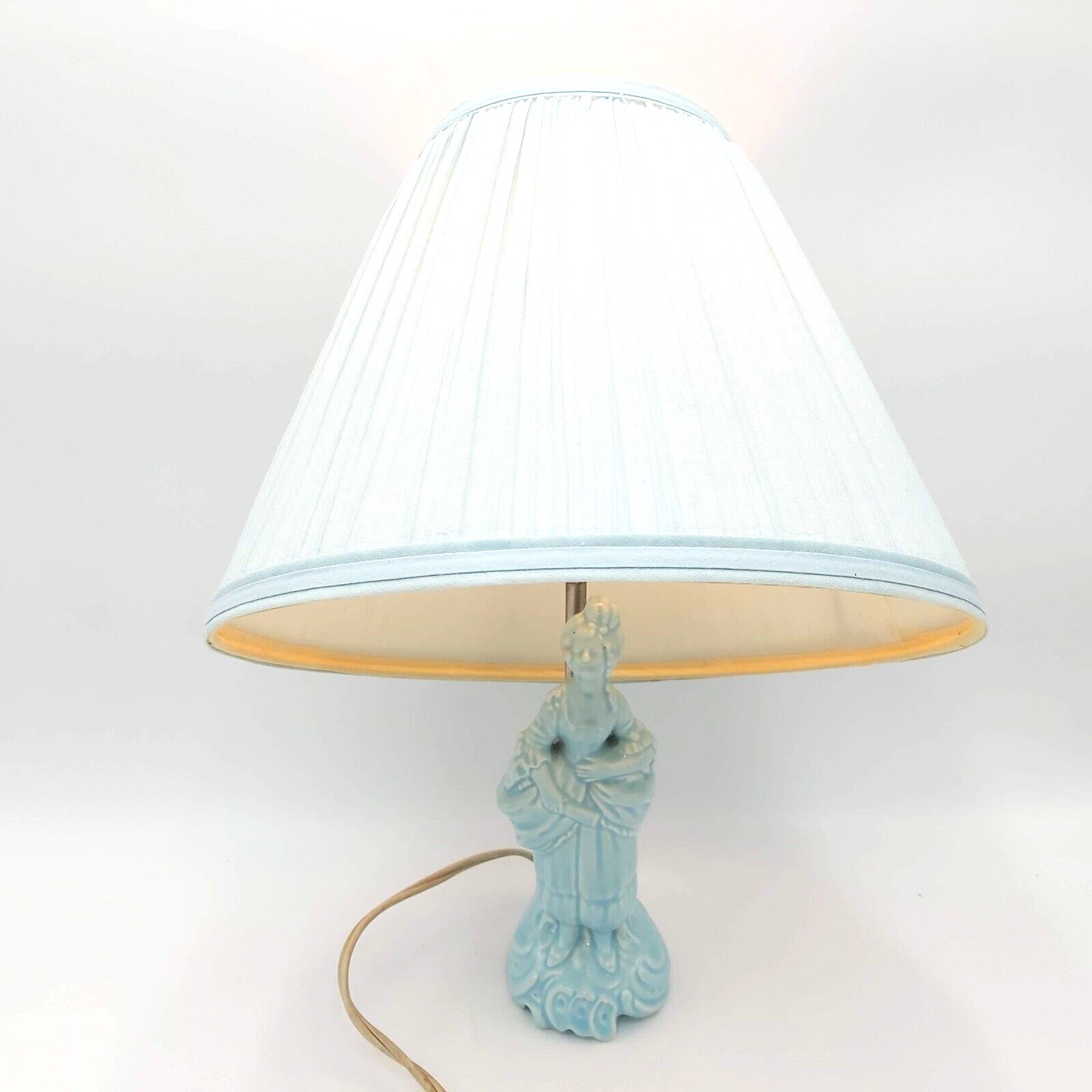 Bridgerton Lady Dressed in 1770s French Courtly Fashion - Ceramic Lamp Turquoise