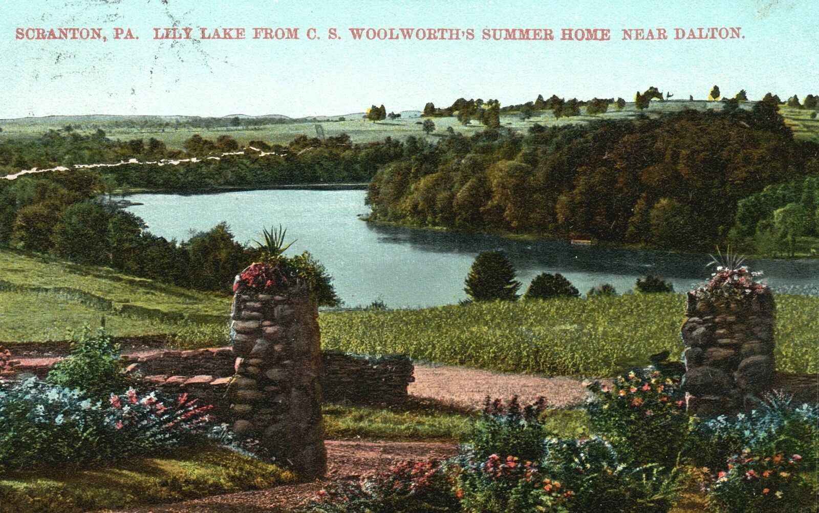 Vintage Postcard 1909 Lily Lake From C.S. Woolworth near Dalton Scranton Penn.