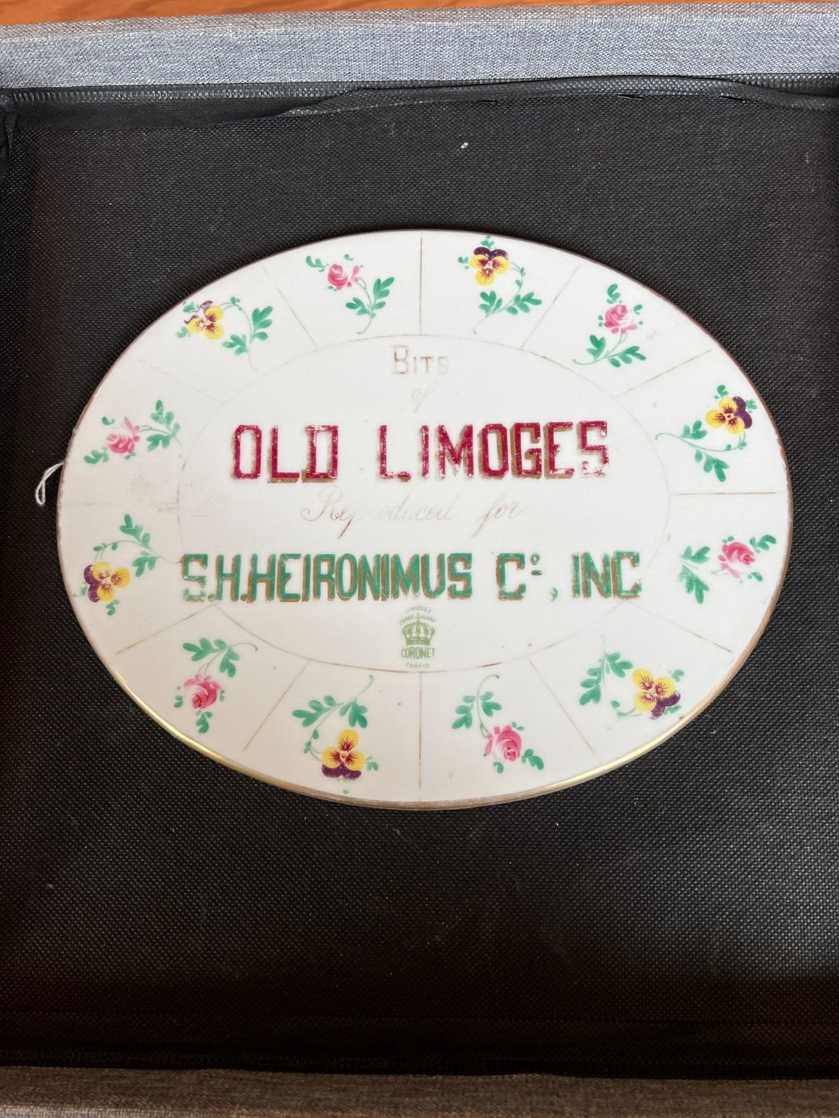 RARE Antique Limoges Porcelain Sign SH Heironimus Co INC Cornet France