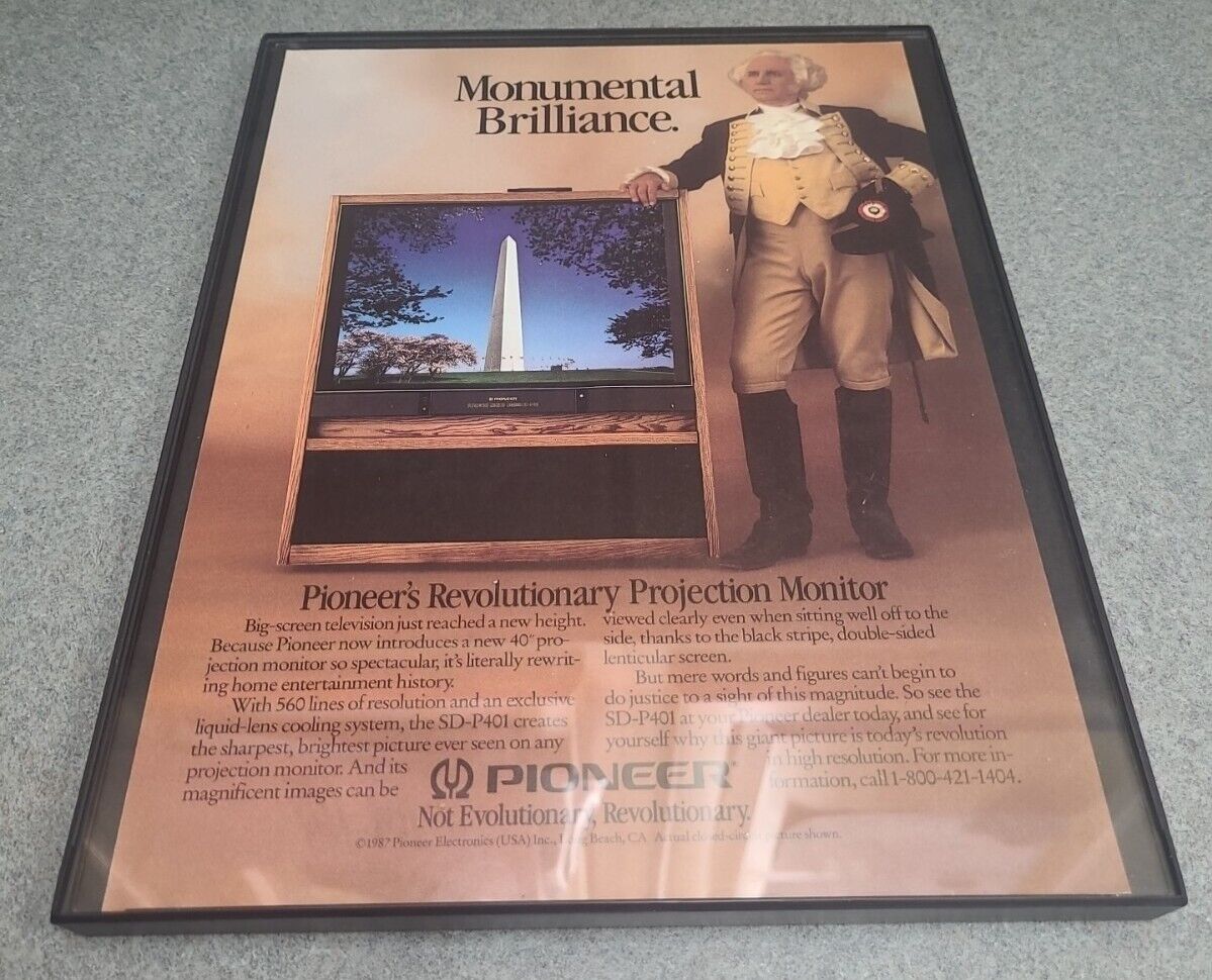 1987 print ad Pioneer Big Screen Projection Television Washington  Framed 8.5x11