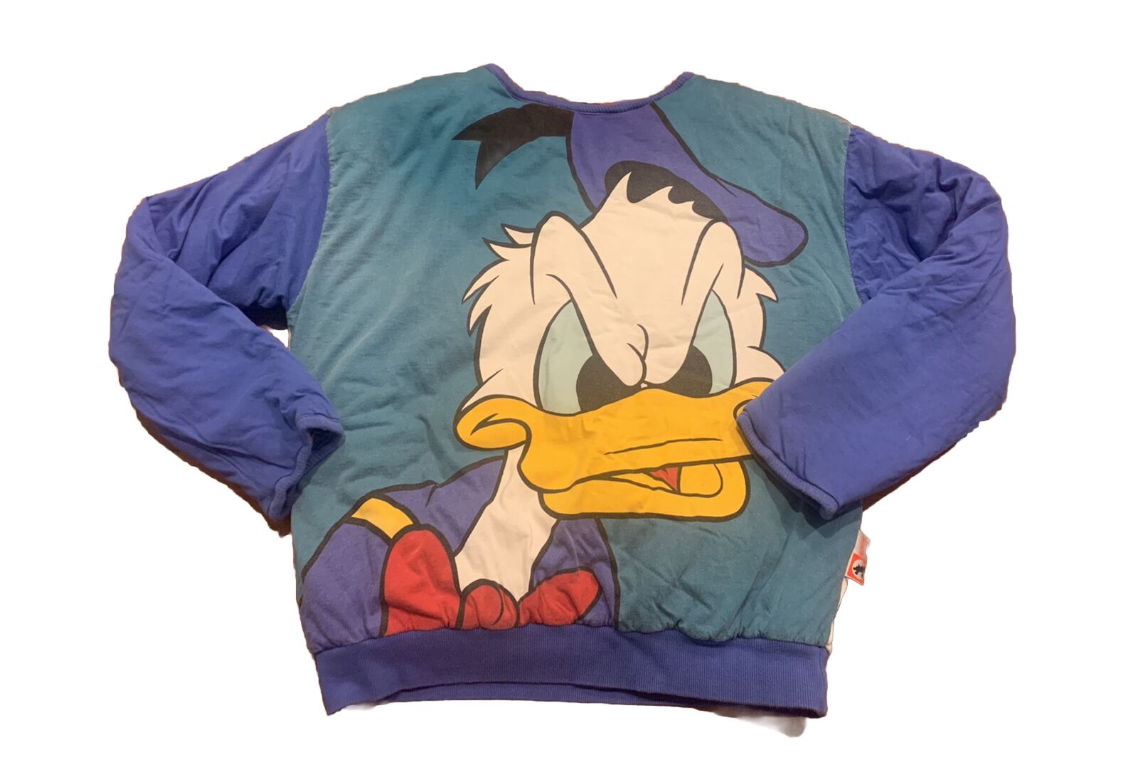 VTG Disney Mickey Inc Donald Duck All Over Print Reversible Sweatshirt Padded OS