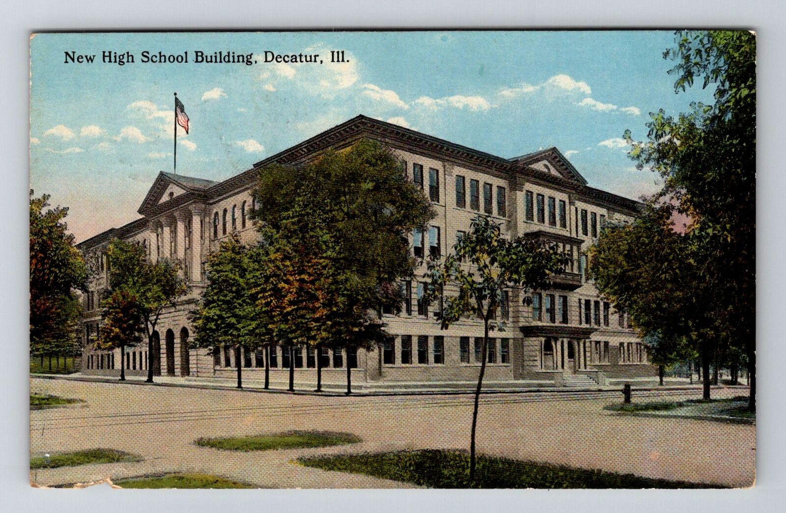 Decatur, IL-Illinois, New High School Building Antique c1918, Vintage Postcard