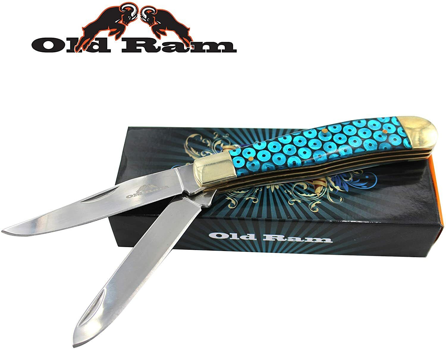 Old Ram Collection Everyday Carry Manual Folding Trapper Knife w/Smooth Resin