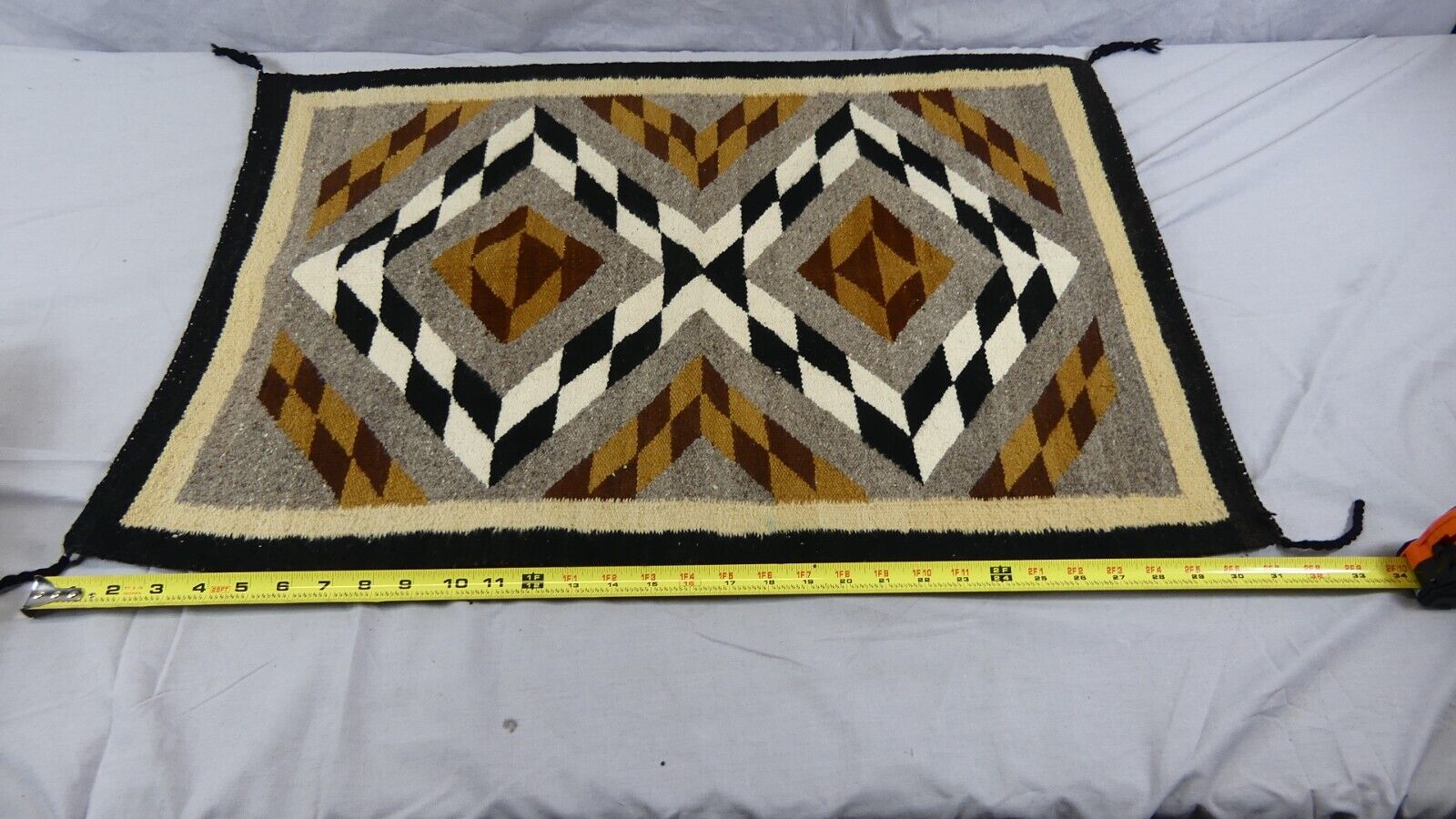 Vintage Antique Navajo Indian Diamond Dazzler Blanket Rug two hills 31.5x22\