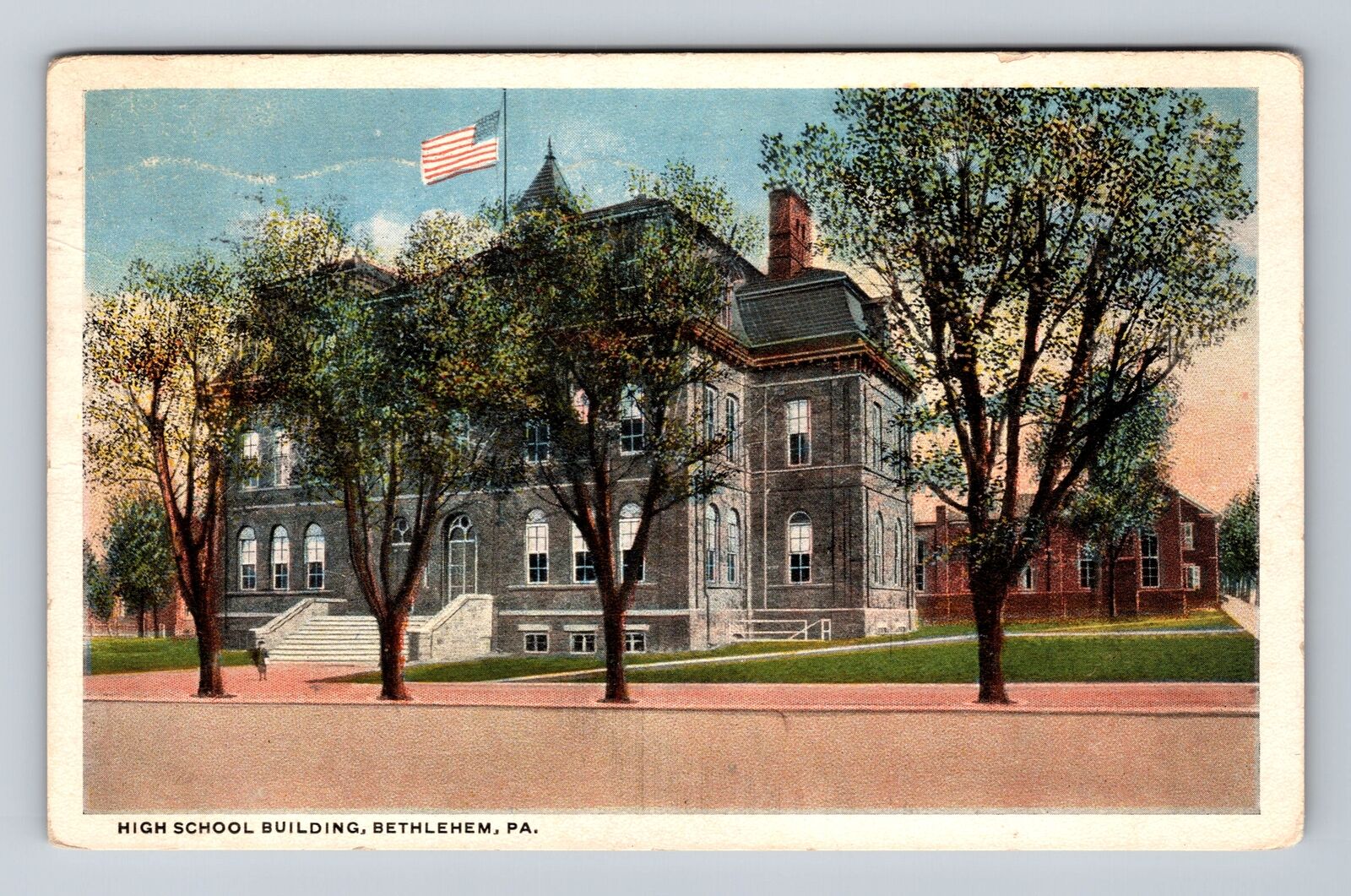 Bethlehem PA-Pennsylvania, Panoramic High School Building Vintage c1916 Postcard