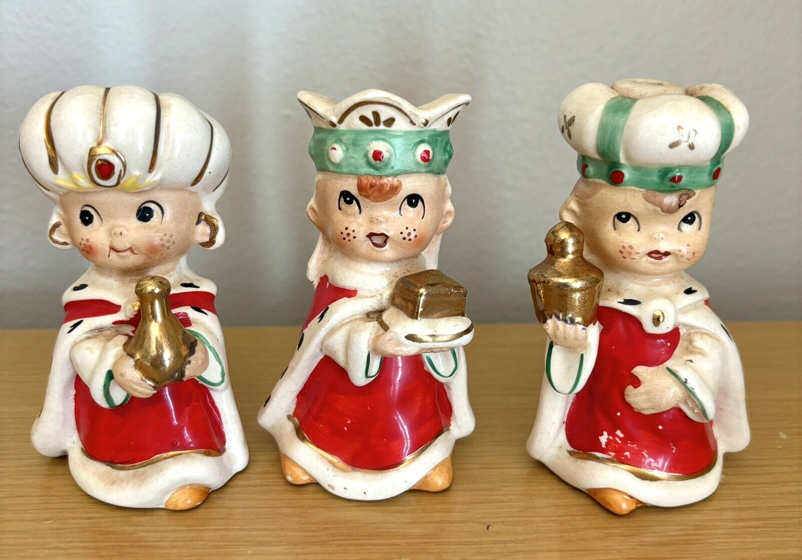 Vintage Christmas Commodore Three Wisemen Candle Figurines