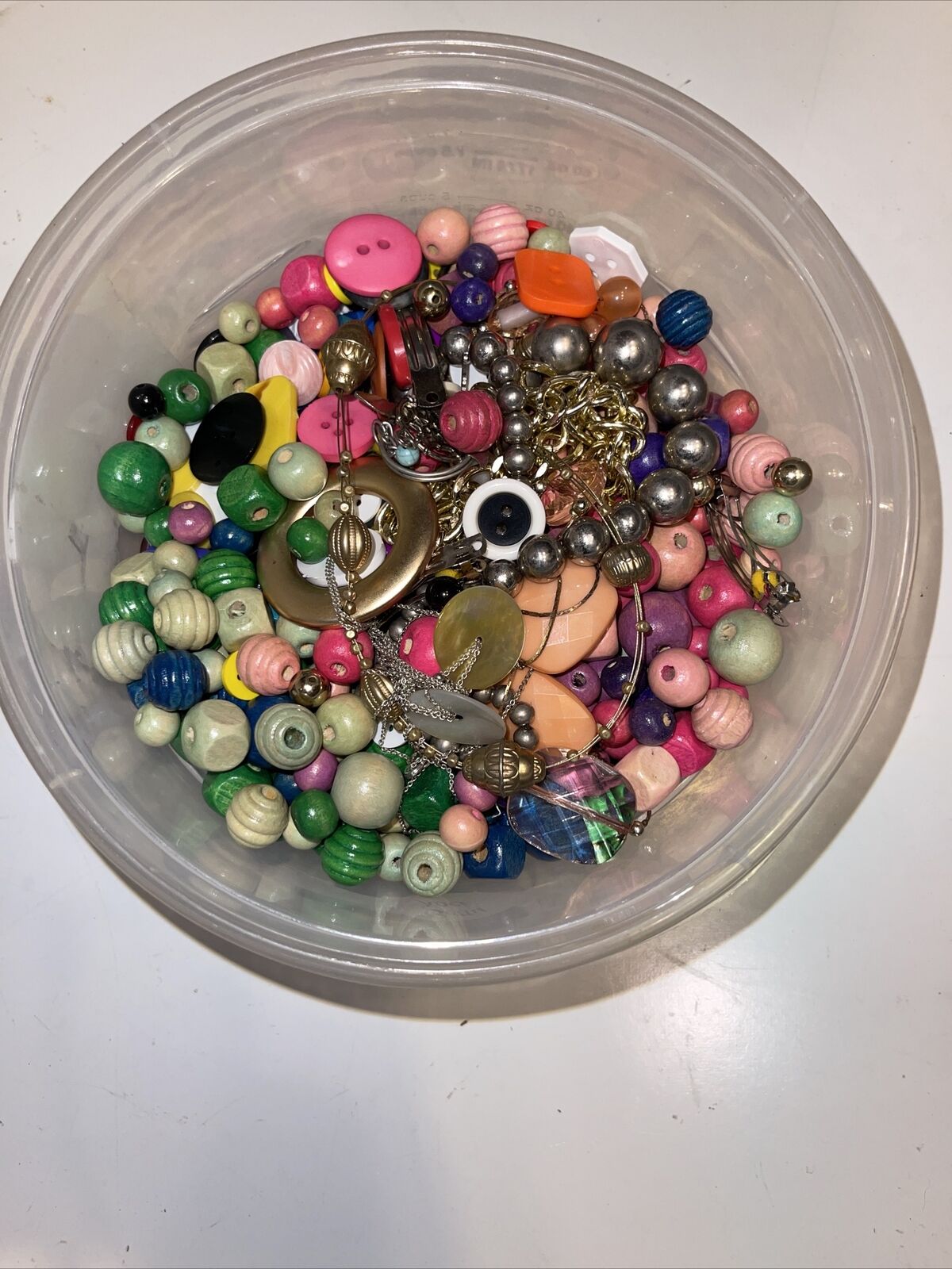 Vintage Grandma Junk Jewelry Buttons Beads Craft lot #1