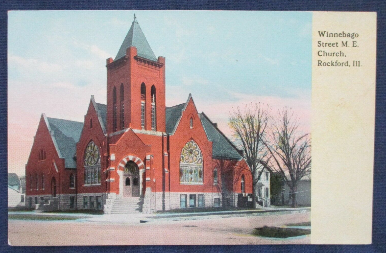 ca1910 Rockford Illinois Winnebago Street Methodist Church Postcard