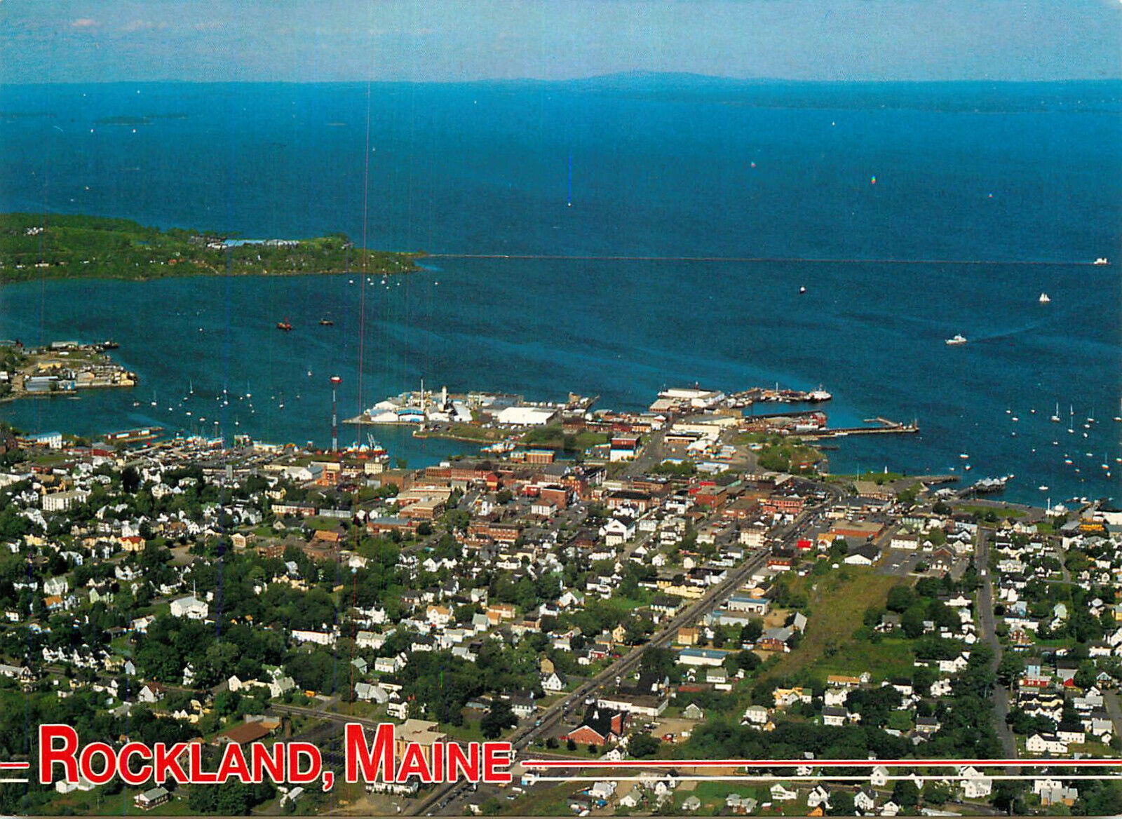 Postcard Aerial View of Rockland Maine, ME